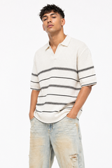 Striped Knit Collared Shirt
