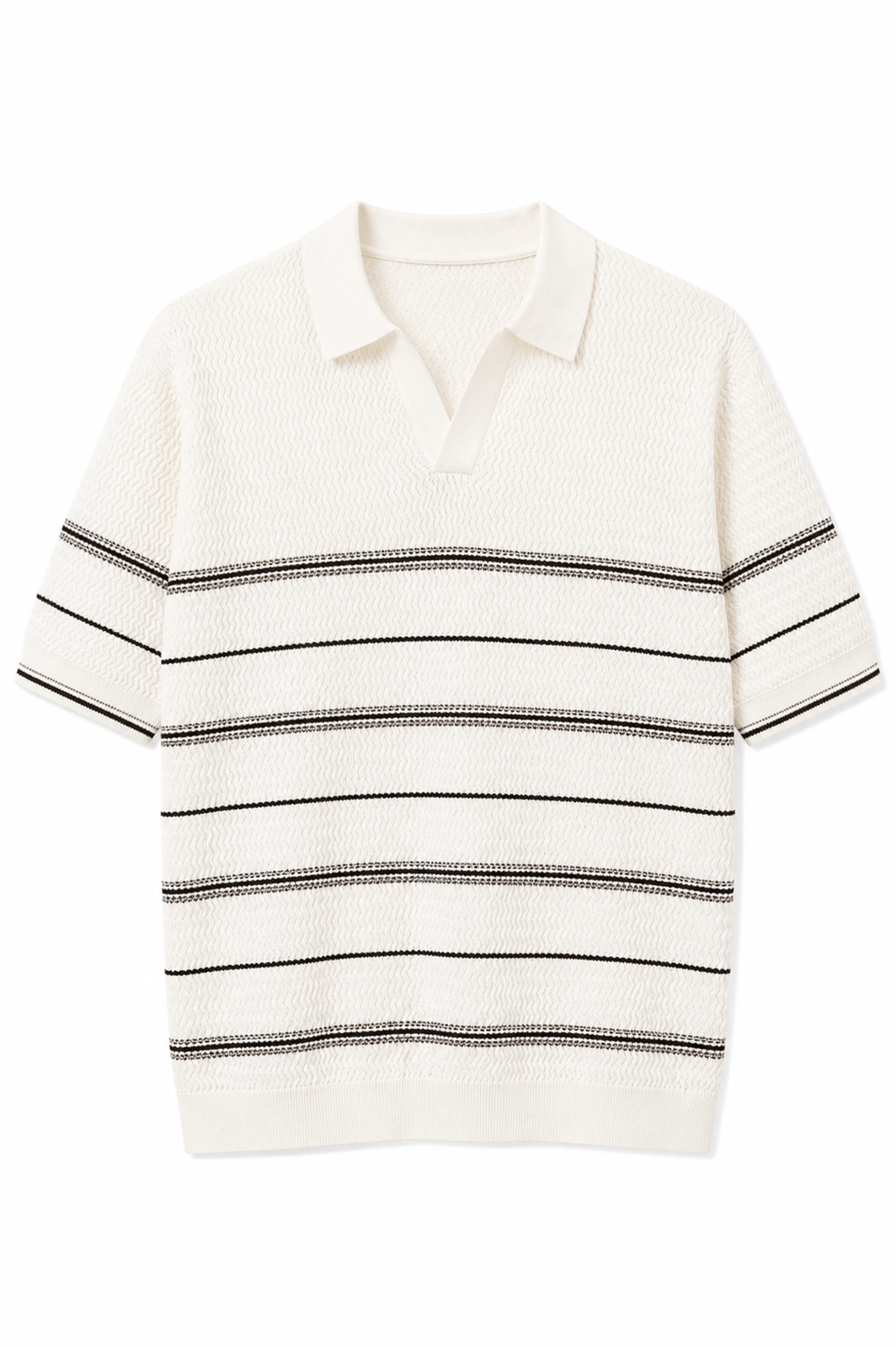 Striped Knit Collared Shirt