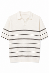 Striped Knit Collared Shirt