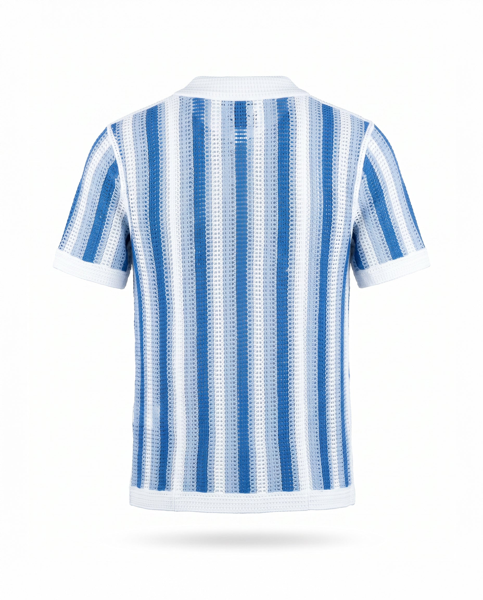 Striped Open Knit Button Down Shirt