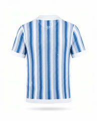 Striped Open Knit Button Down Shirt