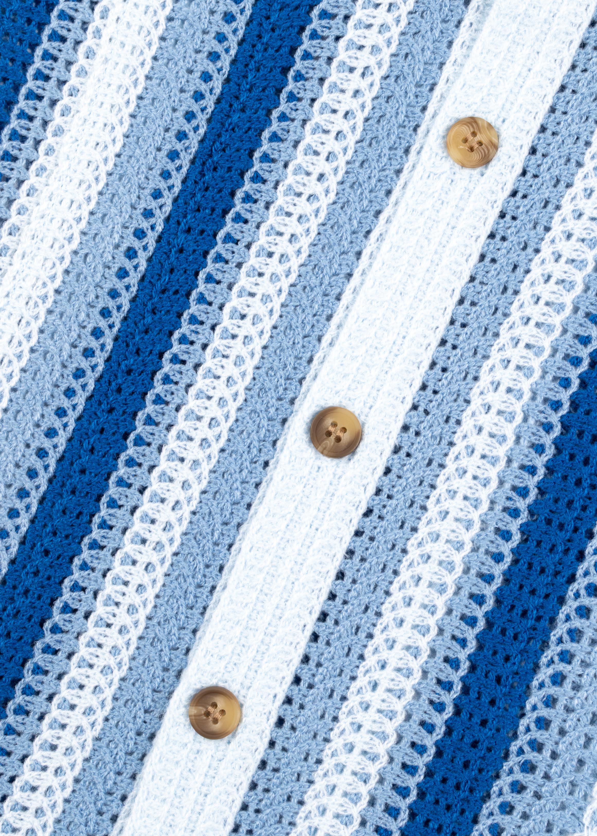 Striped Open Knit Button Down Shirt