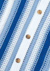 Striped Open Knit Button Down Shirt