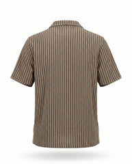 Striped Textured Knit Button Down Shirt