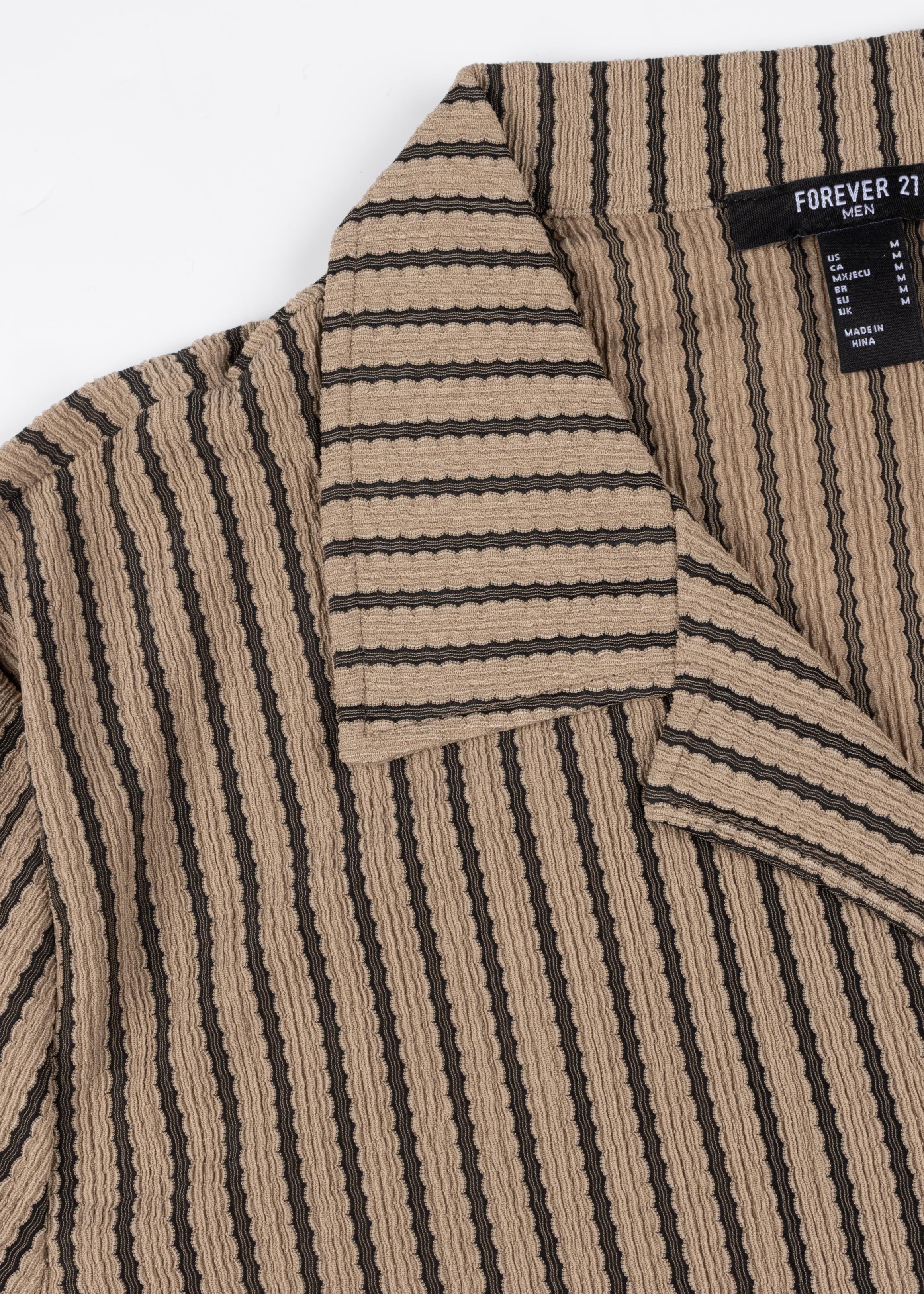 Striped Textured Knit Button Down Shirt