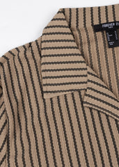 Striped Textured Knit Button Down Shirt