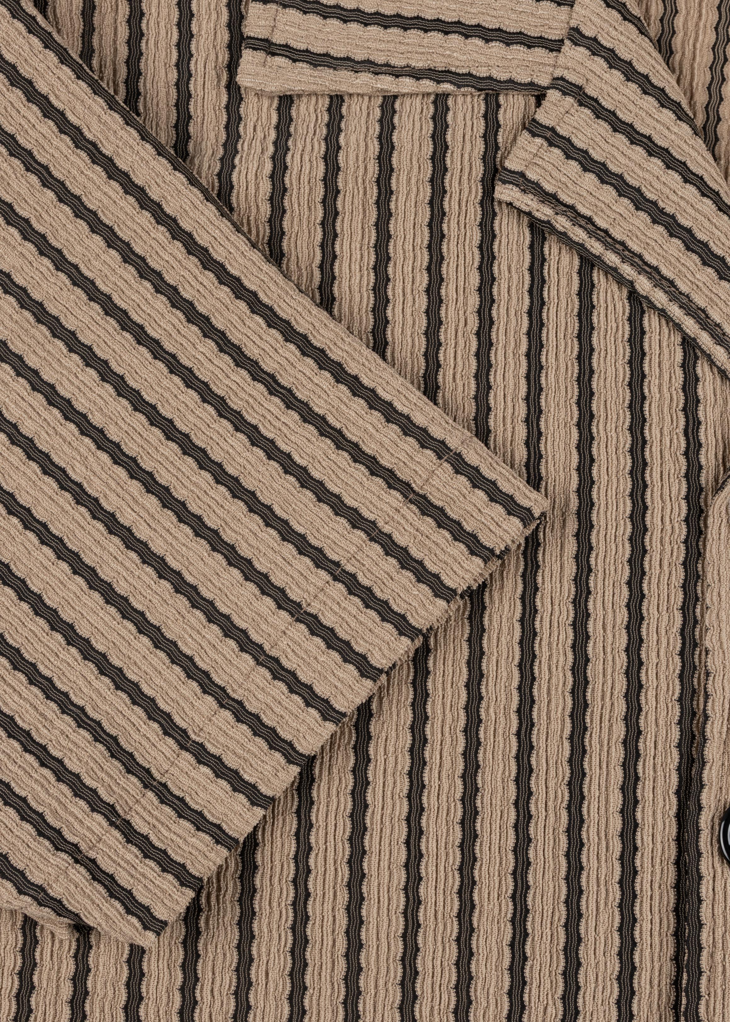 Striped Textured Knit Button Down Shirt