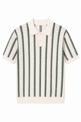 Striped Knit Polo Shirt