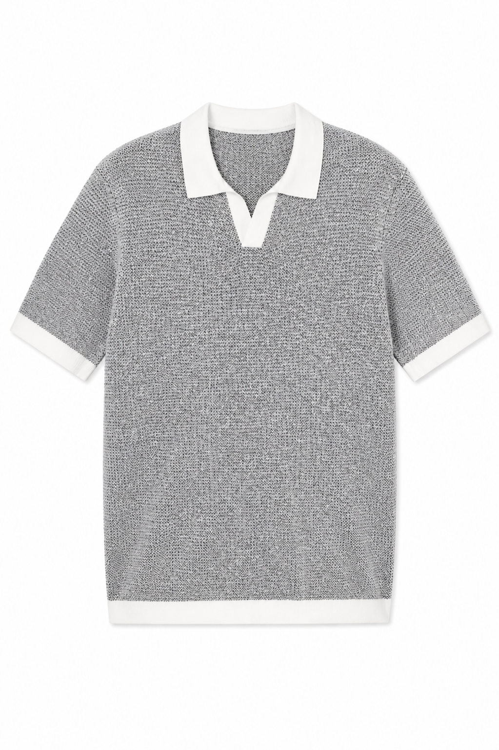 Contrast Hem Knit Collared Shirt