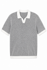 Contrast Hem Knit Collared Shirt