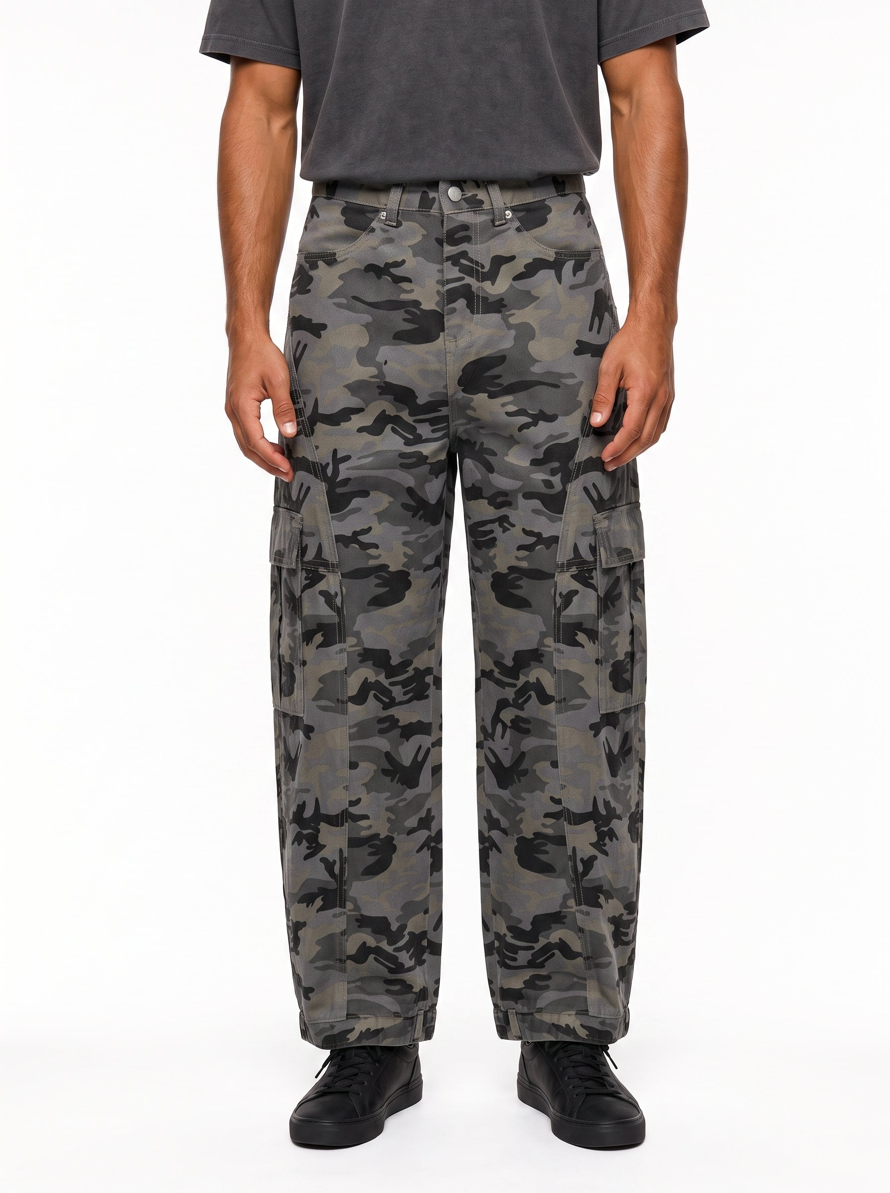 Camo Wide Leg Cargo Pants