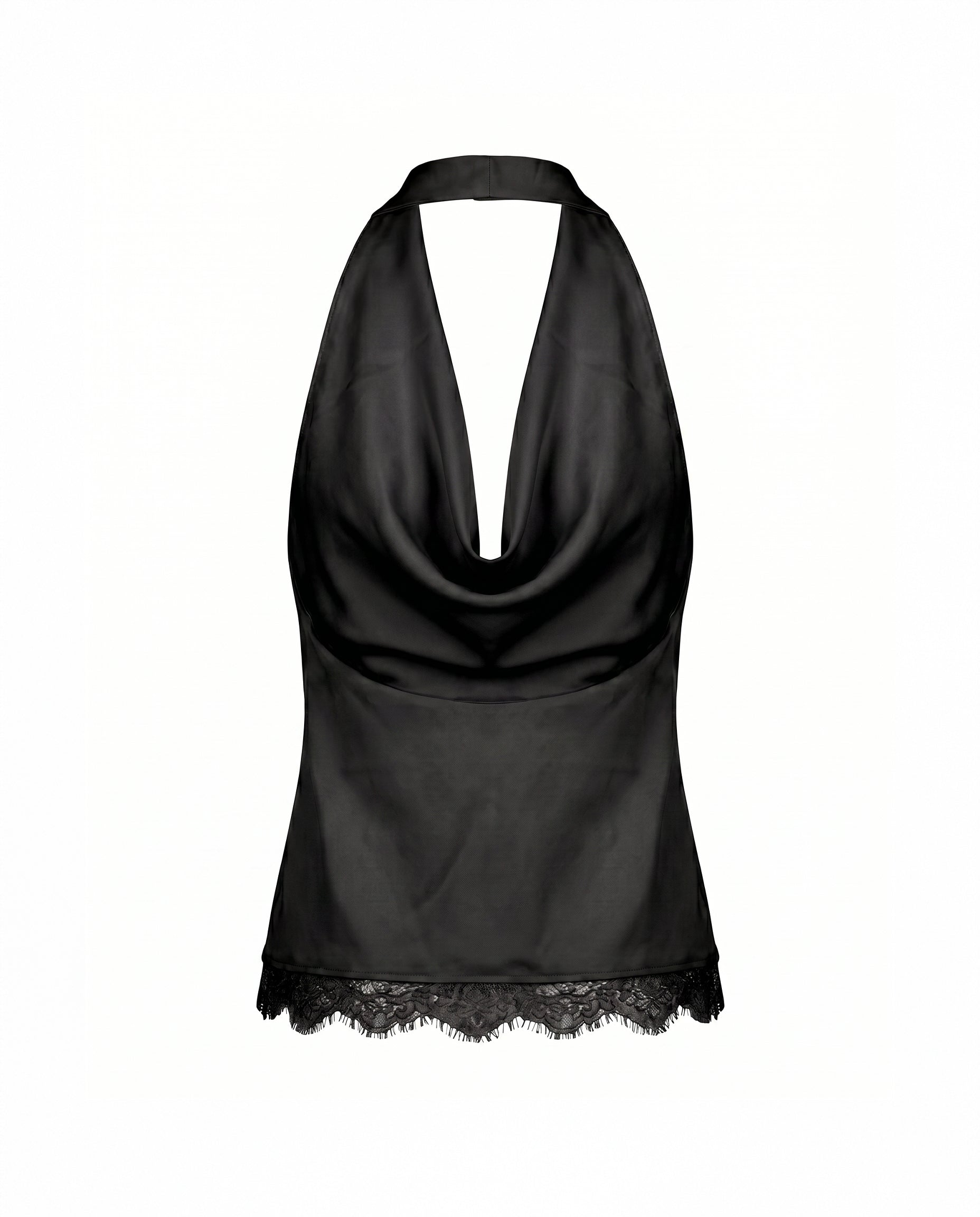 Satin Cowl Neck Halter Top