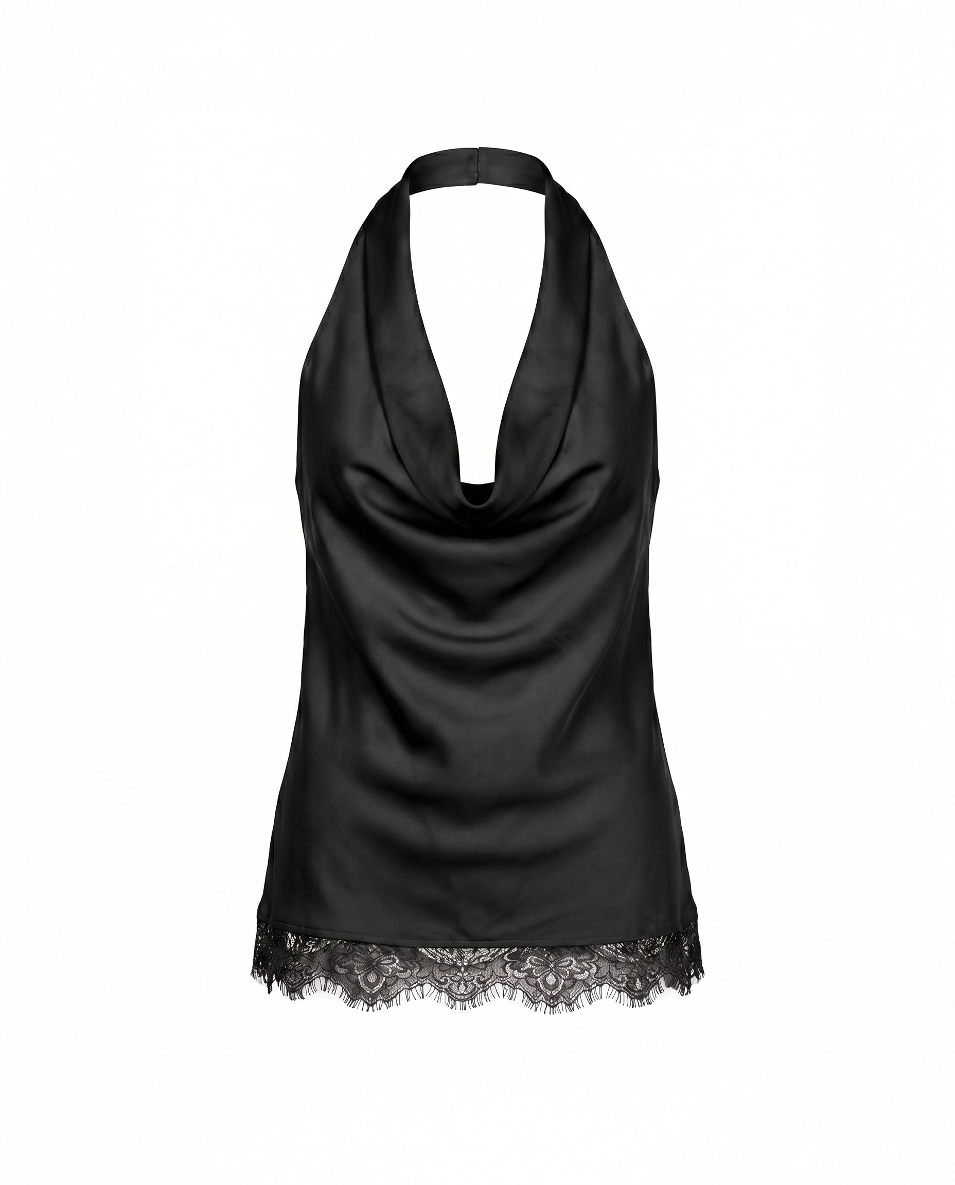Satin Cowl Neck Halter Top