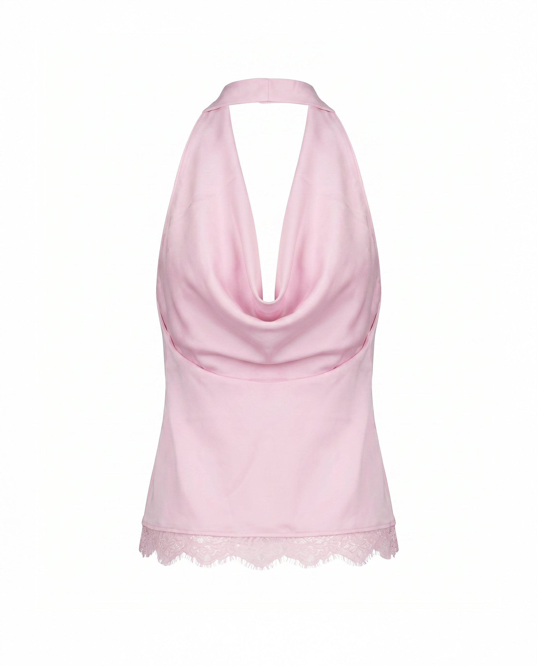 Satin Cowl Neck Halter Top
