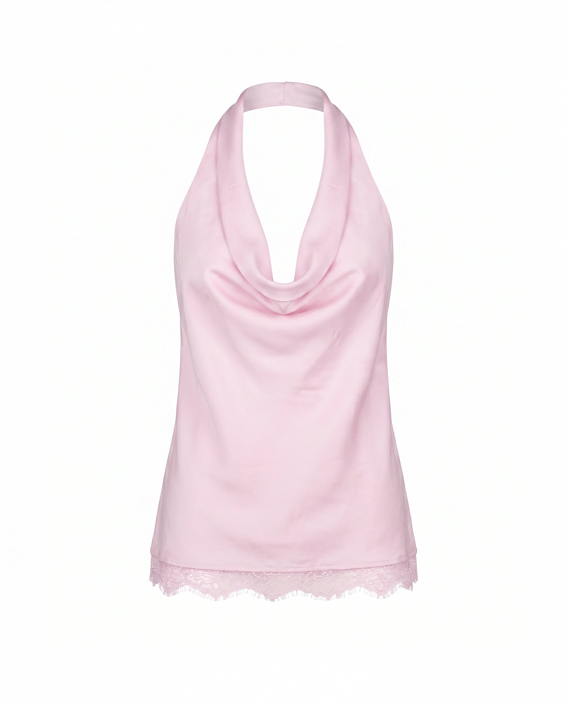 Satin Cowl Neck Halter Top