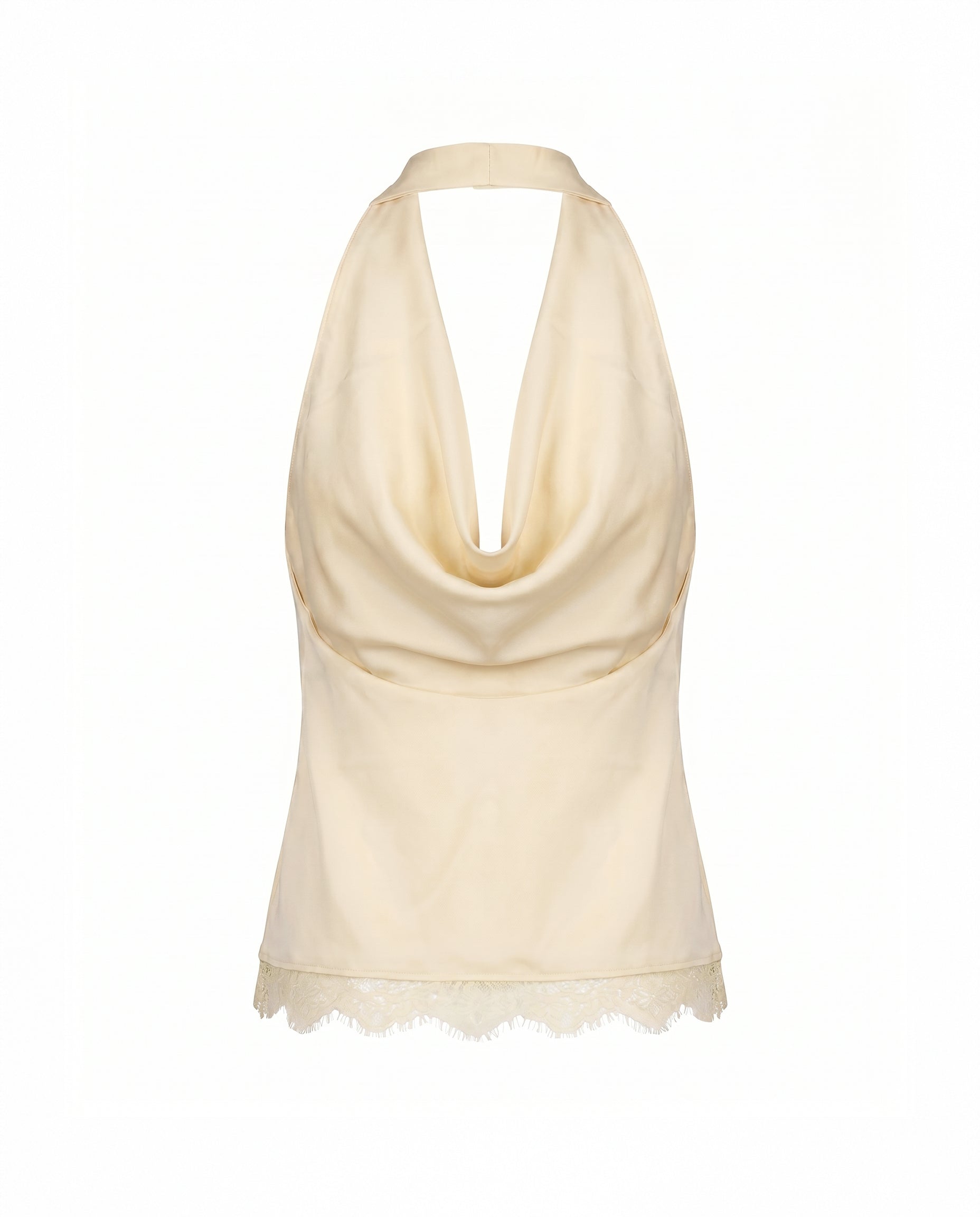 Satin Cowl Neck Halter Top