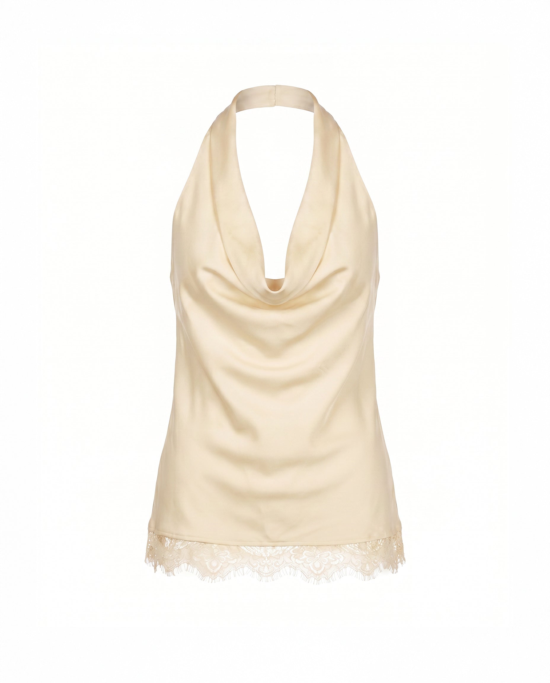 Satin Cowl Neck Halter Top