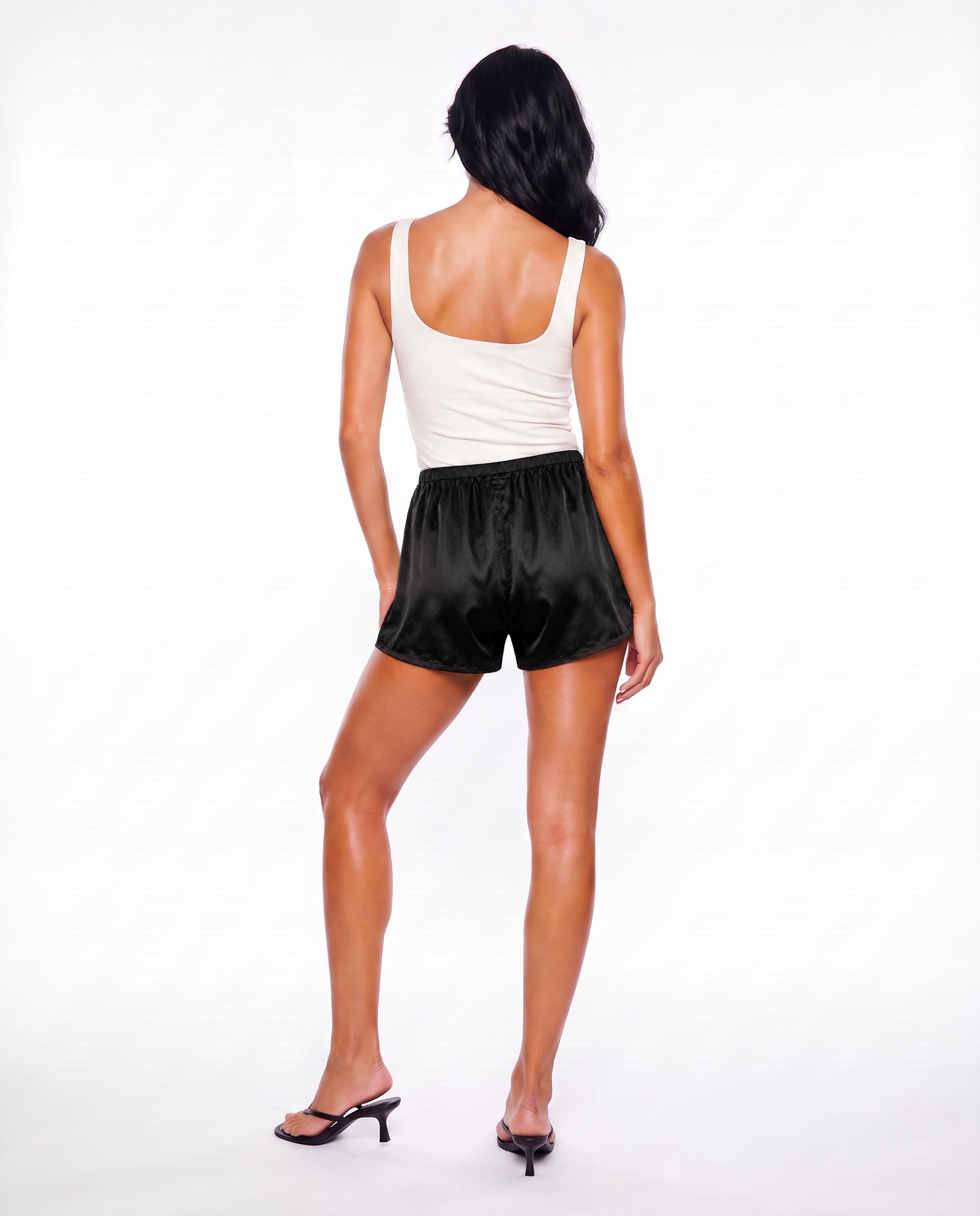 Satin Lace Trim Shorts