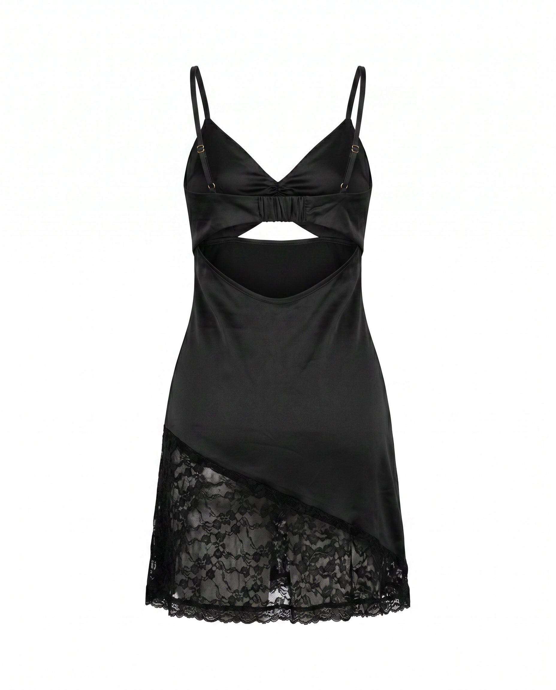 Satin Lace Cutout Mini Dress