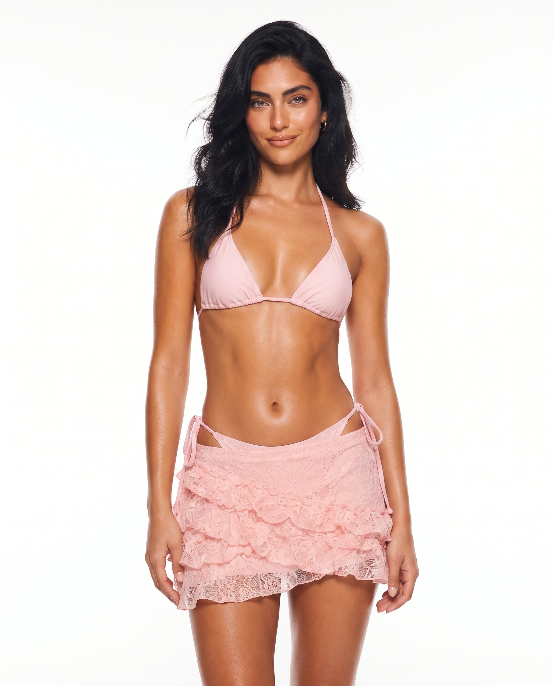 Triangle Bikini and Lace Skirt Set