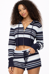 Knit Striped Shorts and Full Zip