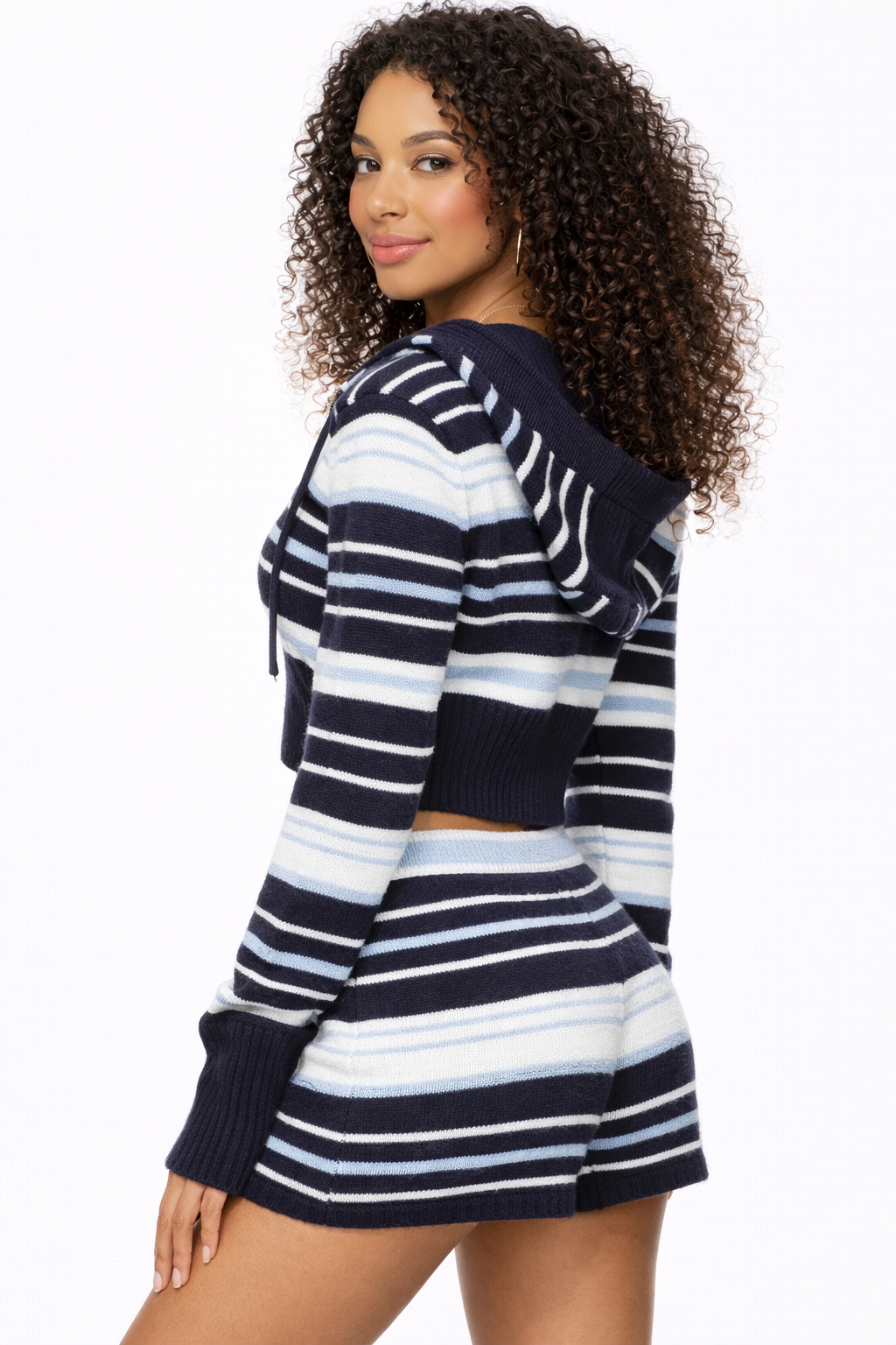 Knit Striped Shorts and Full Zip