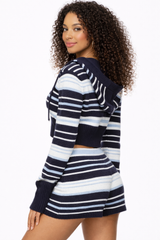 Knit Striped Shorts and Full Zip