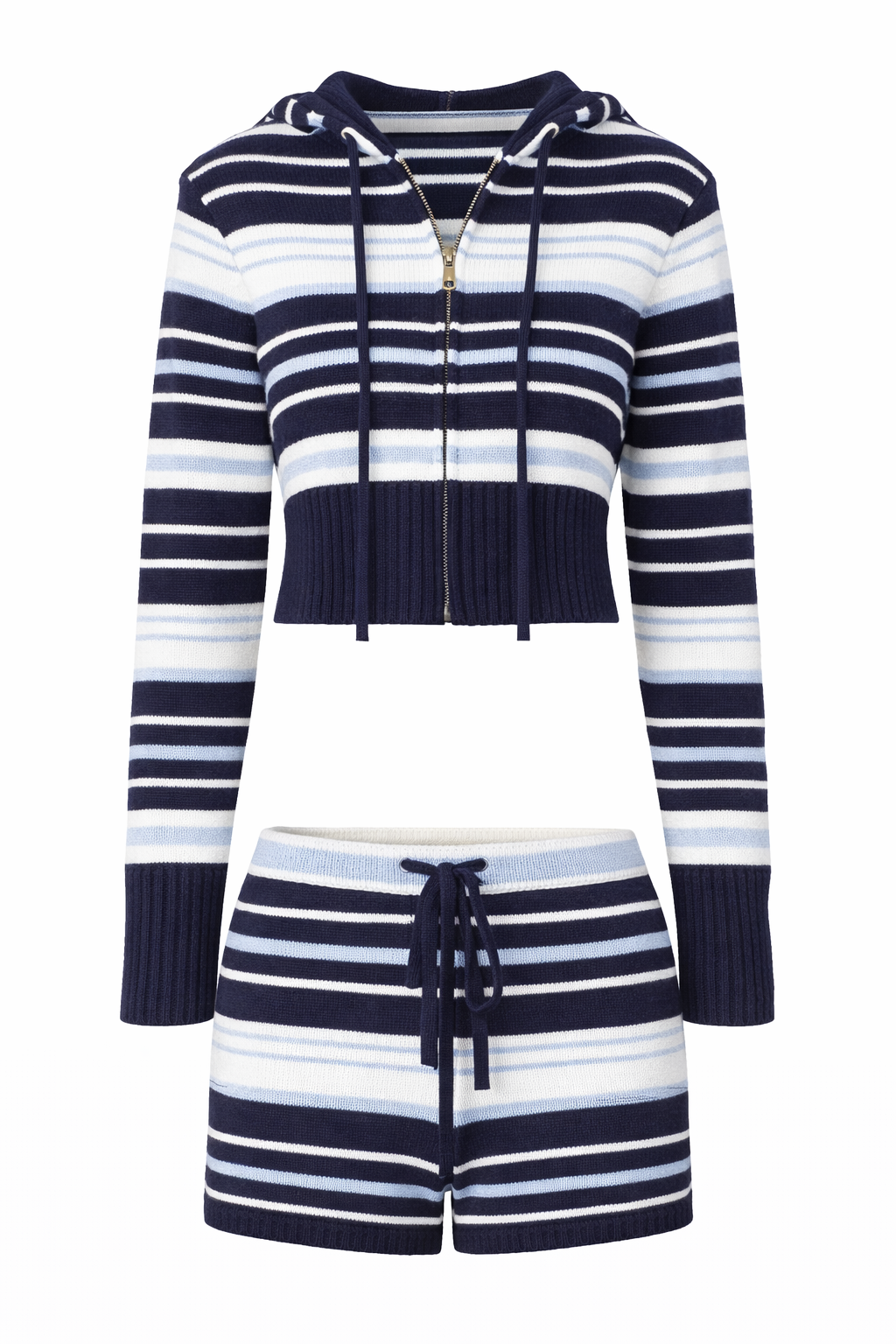 Knit Striped Shorts and Full Zip