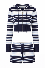 Knit Striped Shorts and Full Zip