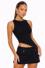 Studded Asymmetrical Tank Top
