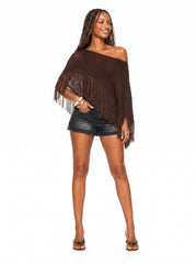 Fringe Crochet Knit Poncho