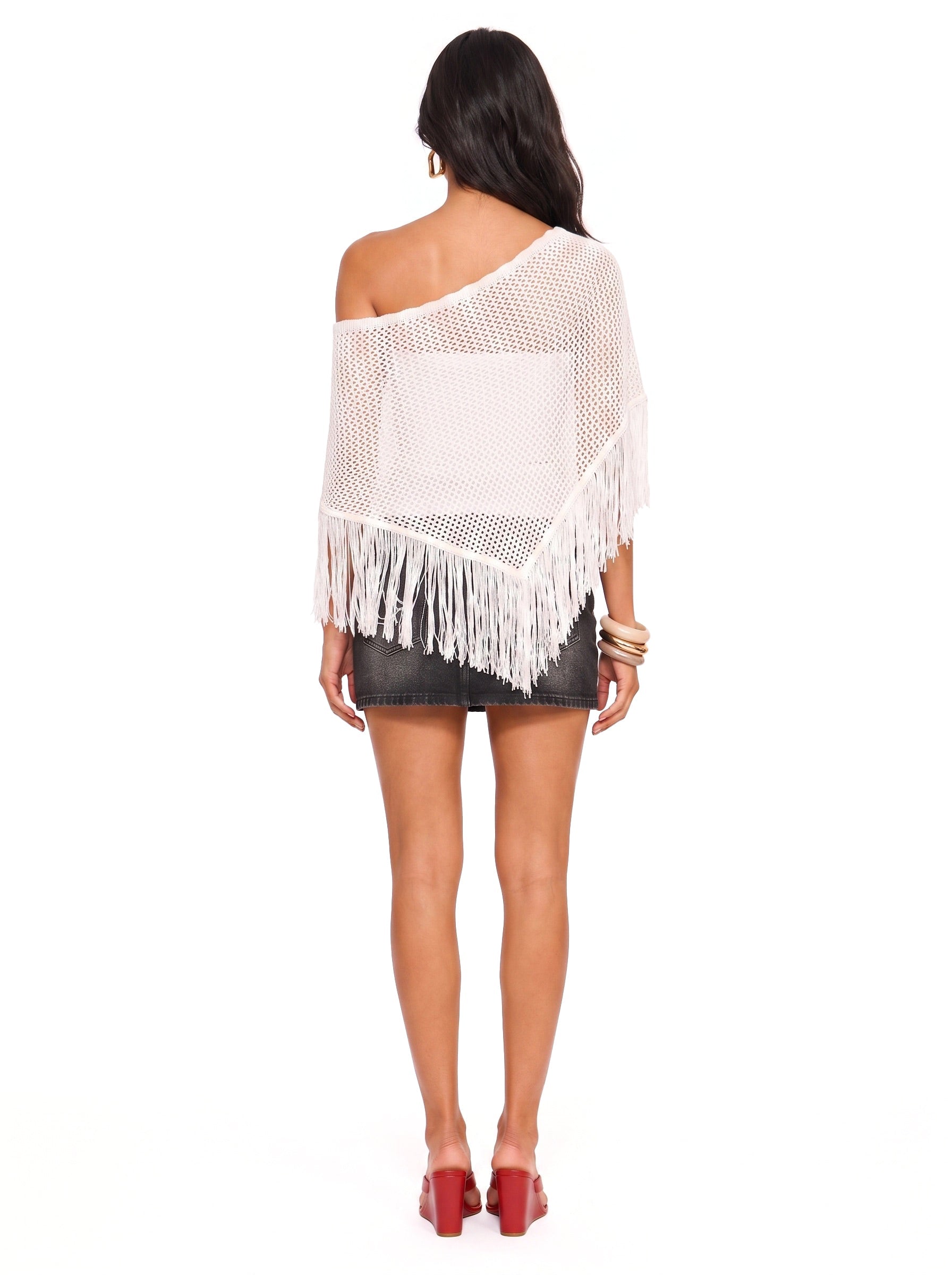 Fringe Crochet Knit Poncho
