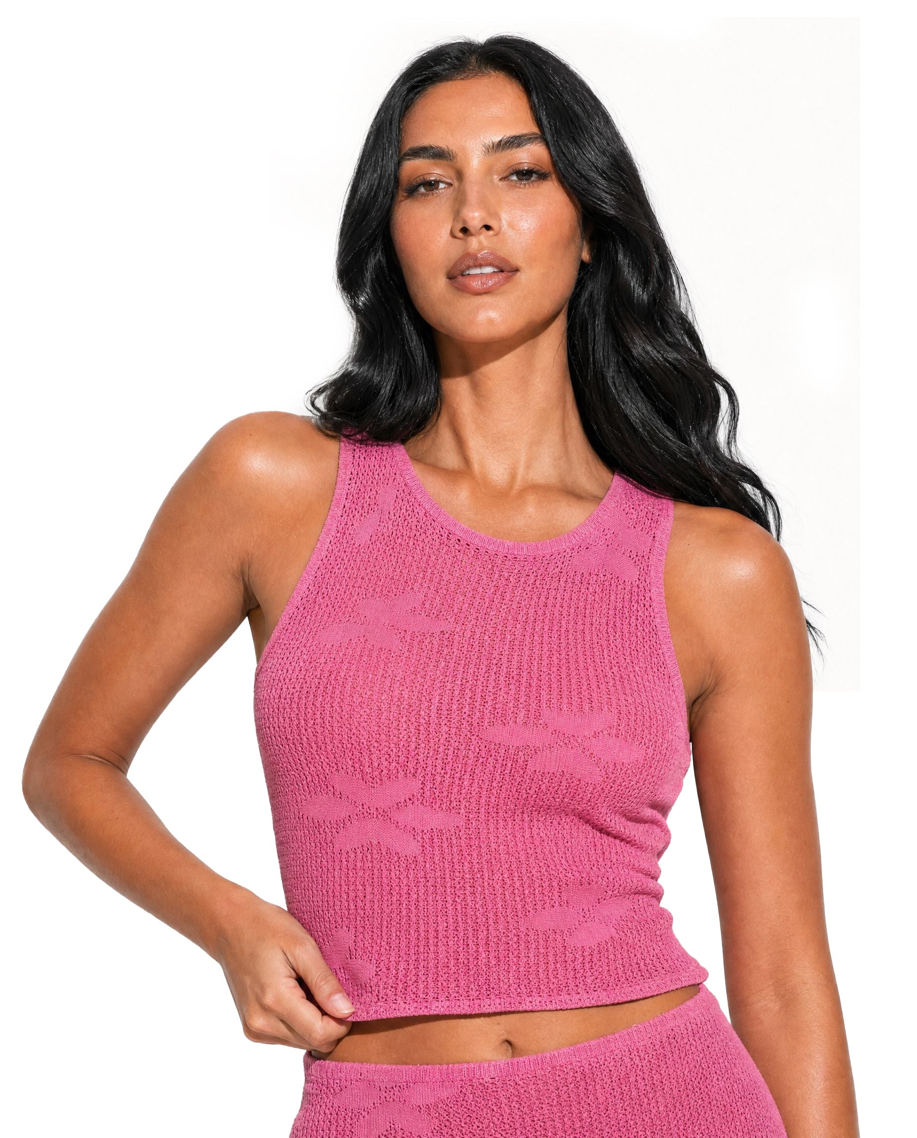 Crochet Knit Tank and Mini Skirt Set