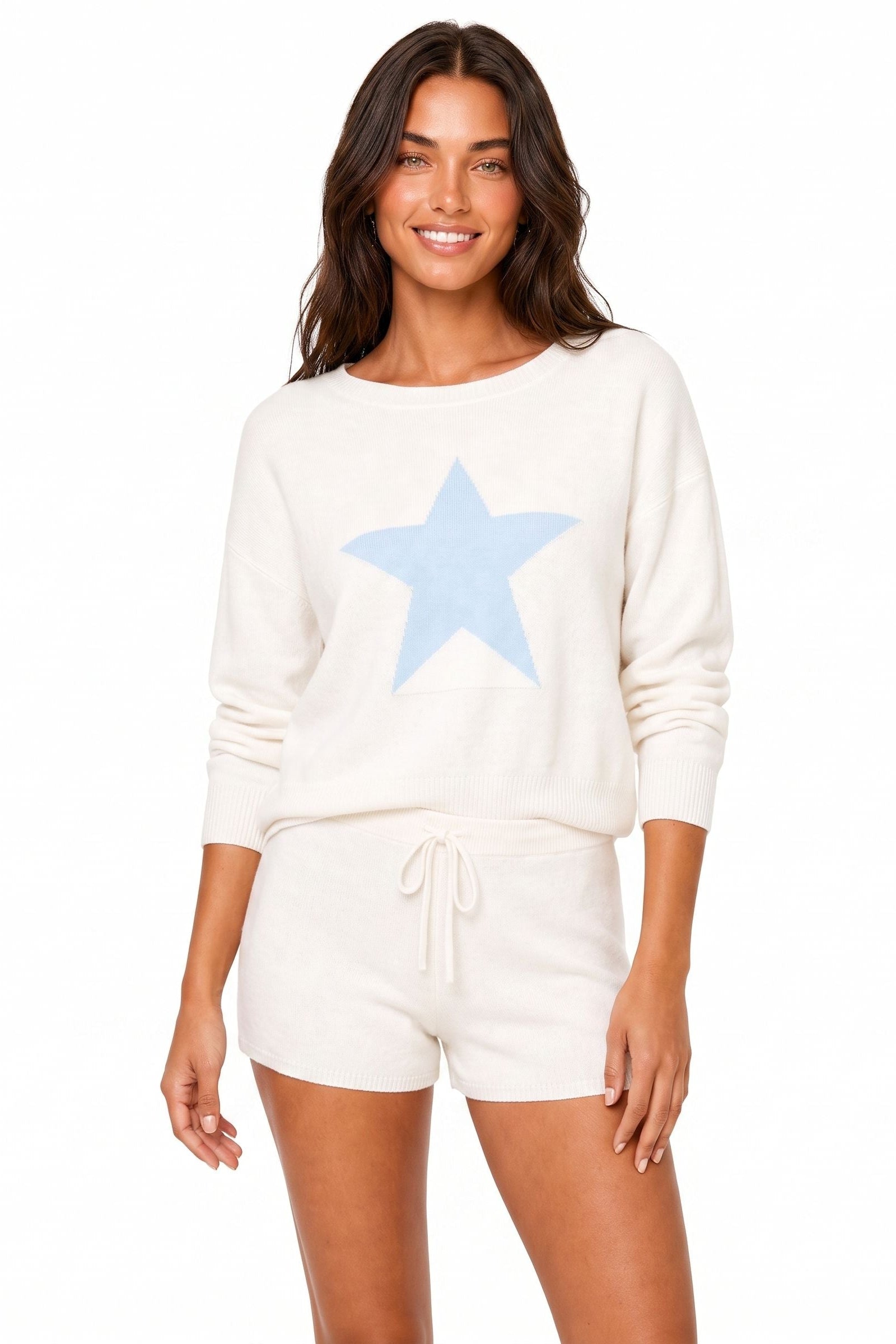 Graphic Knit Sweater And Shorts Set