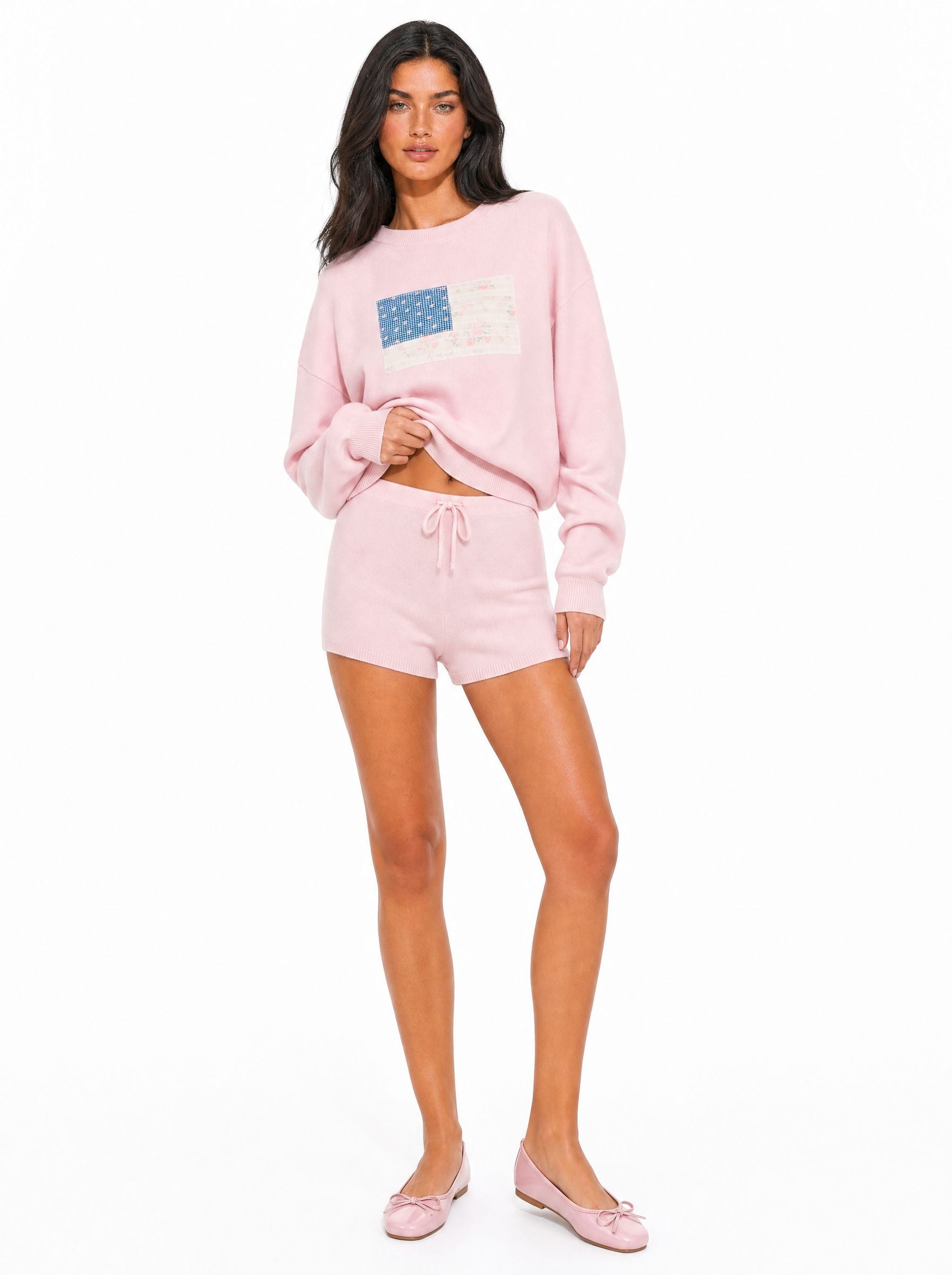 Graphic Knit Sweater And Shorts Set