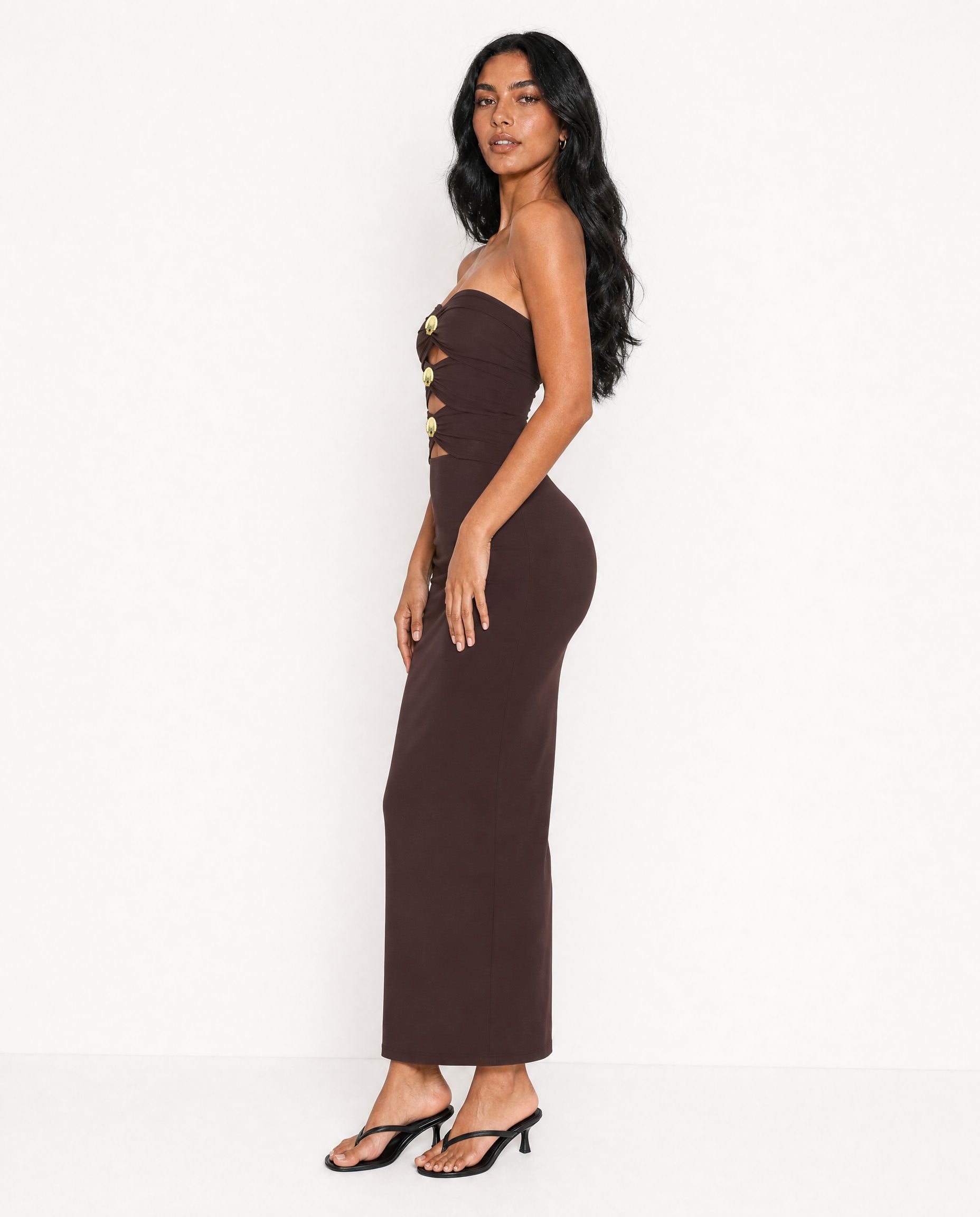 Strapless Cutout Bodycon Maxi Dress