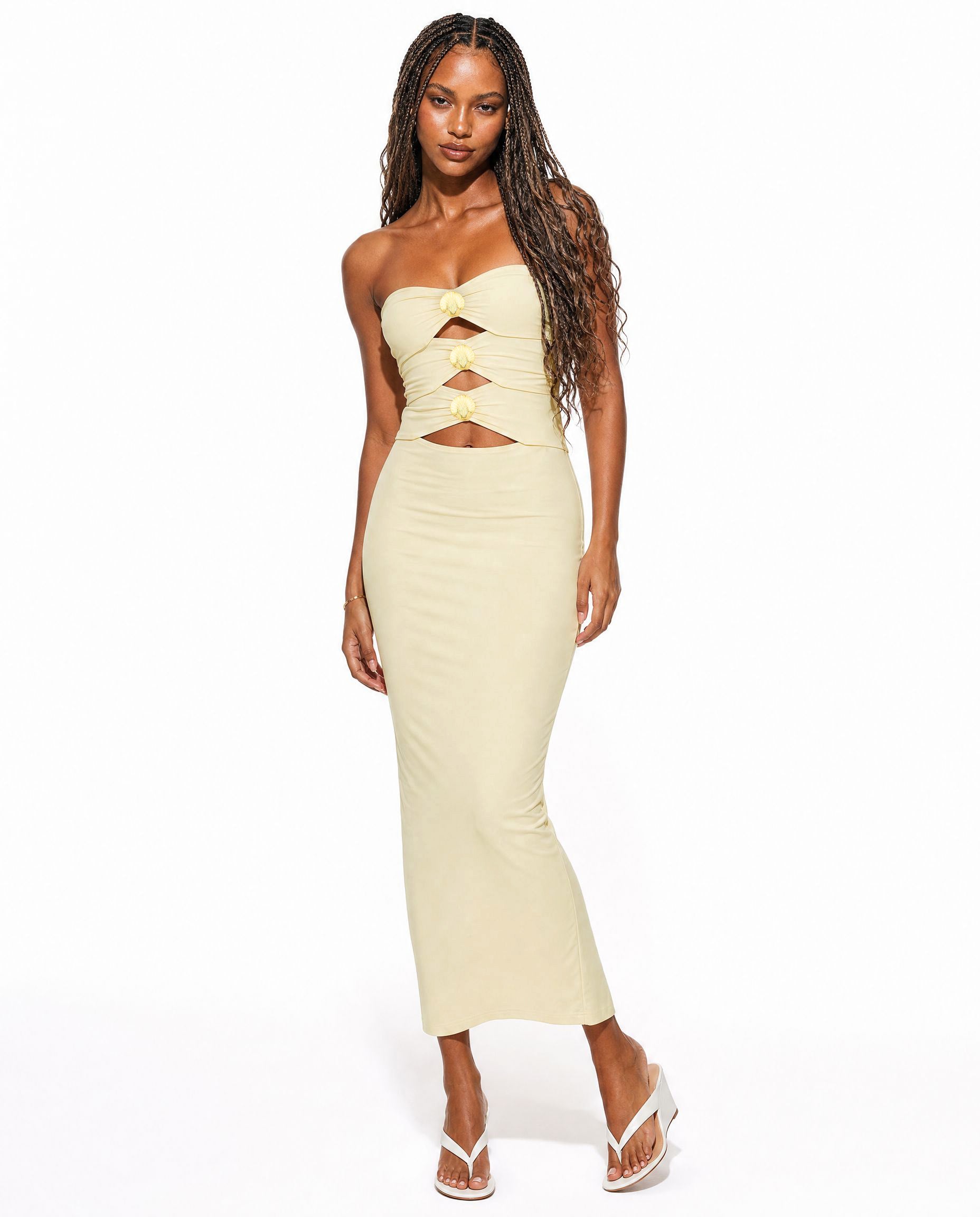 Strapless Cutout Bodycon Maxi Dress