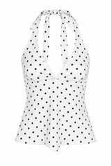 Polka Dot Plunging Halter Top
