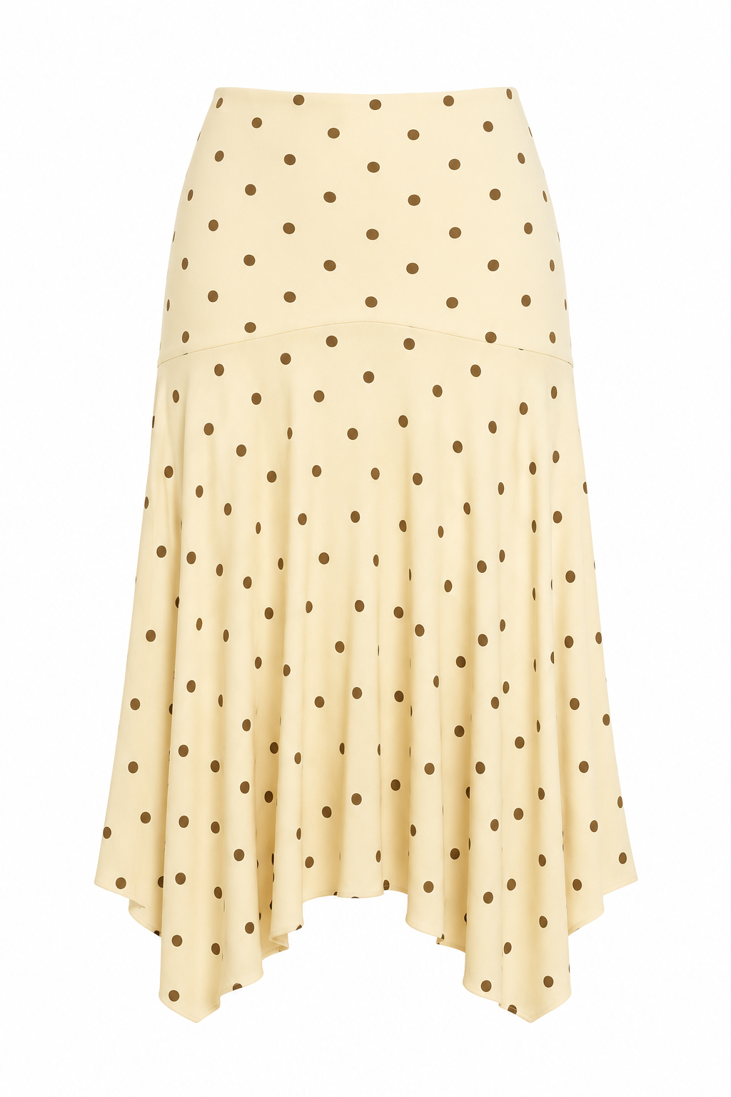 Polka Dot Asymmetrical Midi Skirt