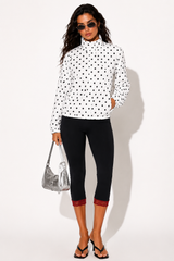 Polka Dot Drawstring Cropped Jacket