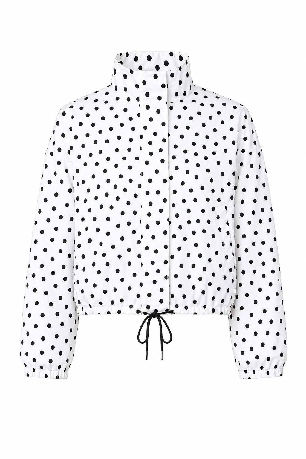 Polka Dot Drawstring Cropped Jacket
