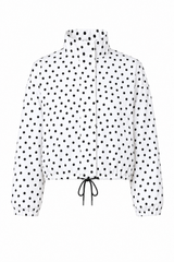 Polka Dot Drawstring Cropped Jacket
