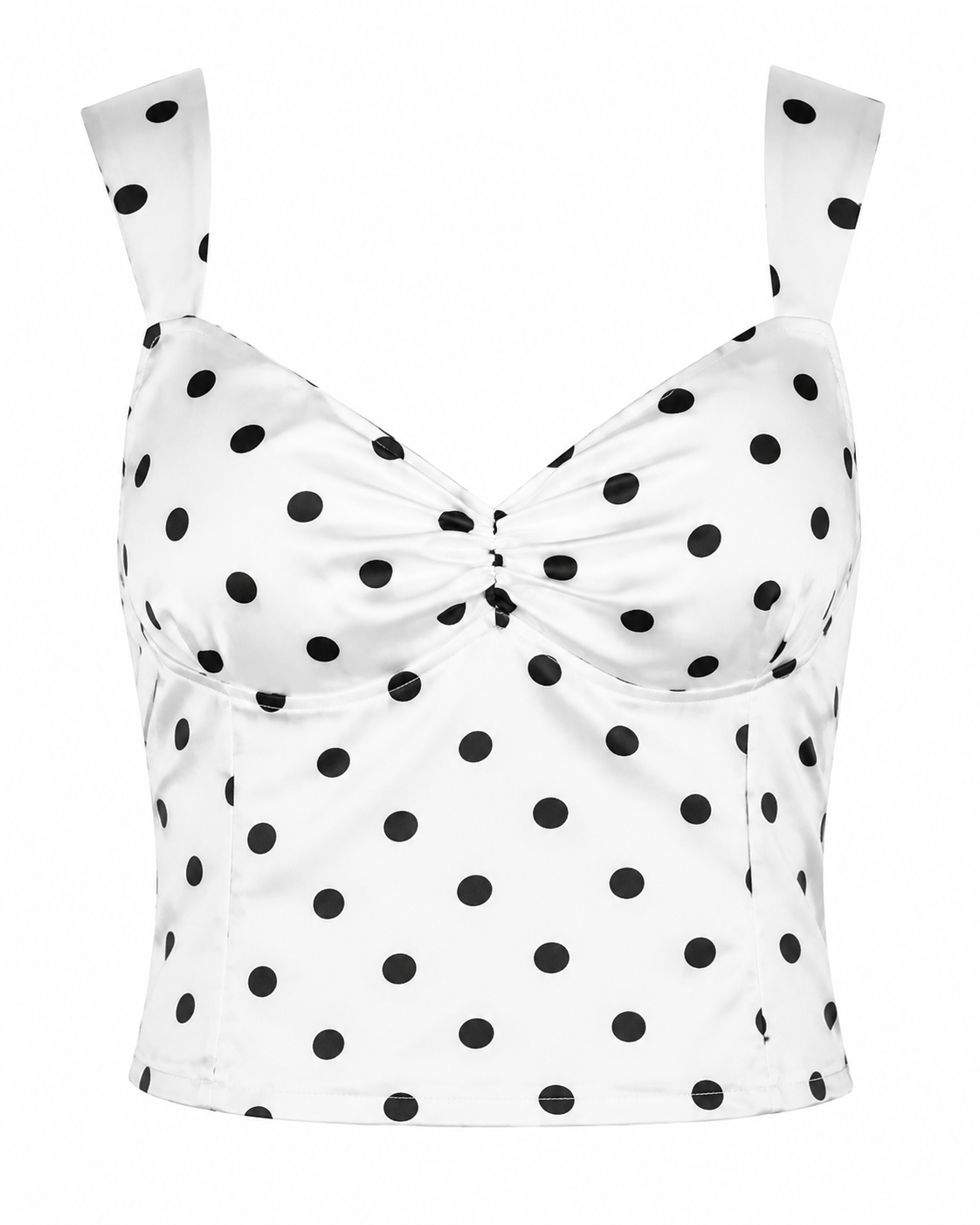 Polka Dot Ruched Bustier Top
