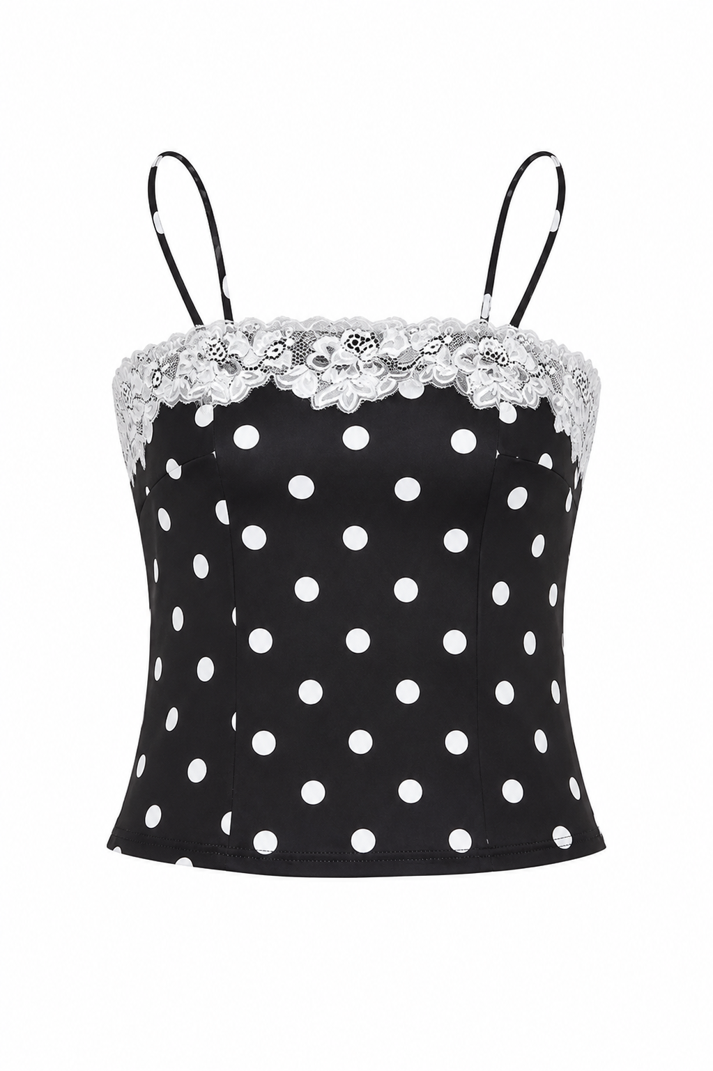 Polka Dot Lace Trim Cami Top