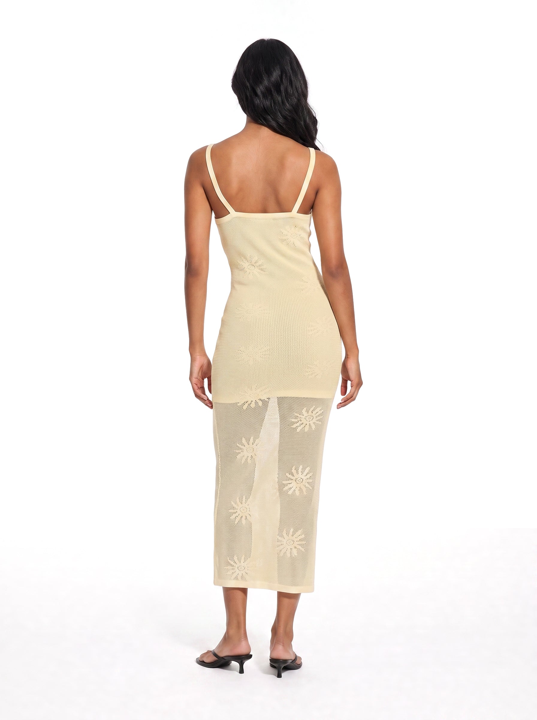 Floral Open Knit Maxi Dress