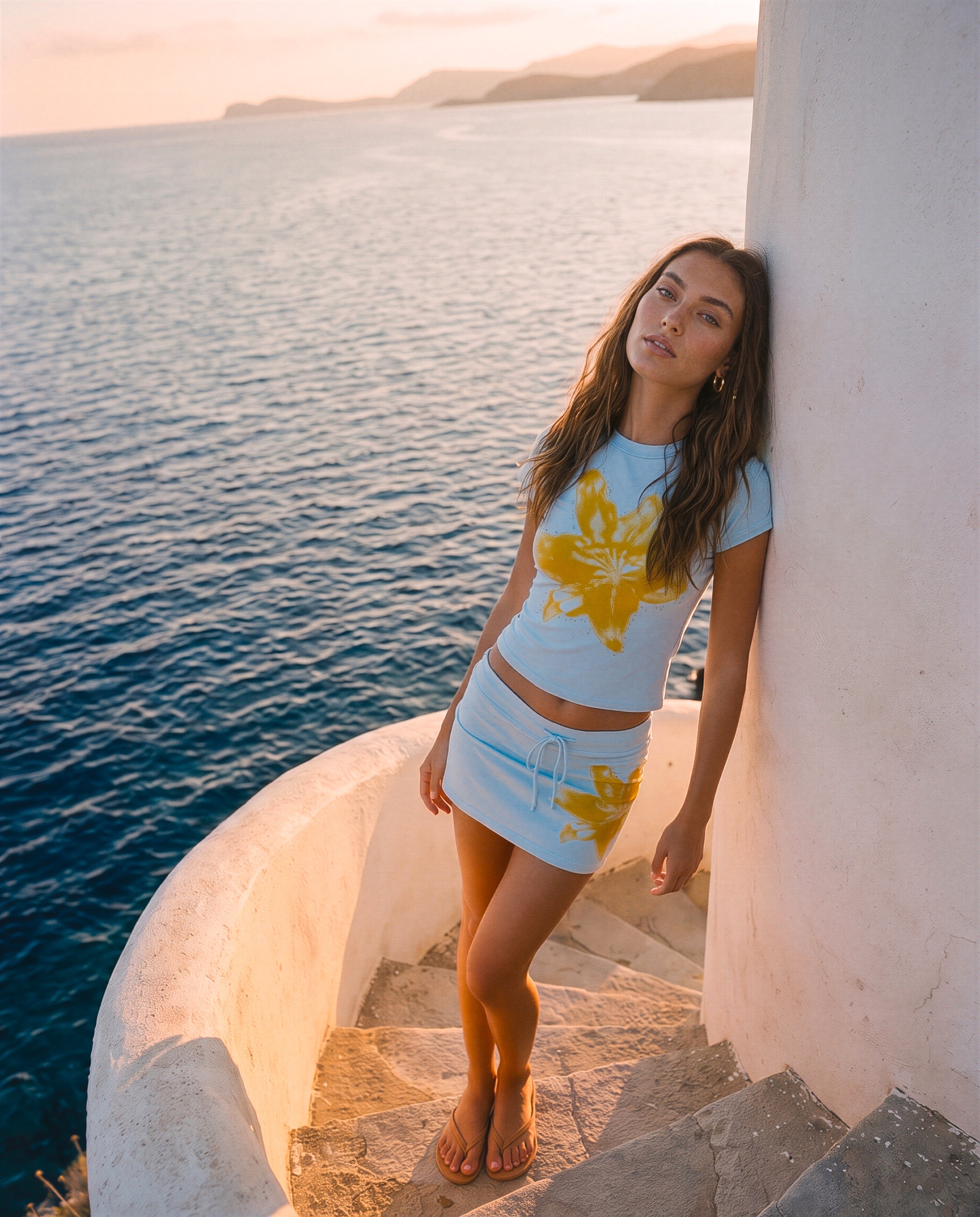 Floral Graphic Tee and Mini Skirt Set