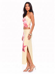 Floral Print Crop Top and Maxi Skirt Set