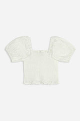 Girls Eyelet Puff-Sleeve Top (Kids)