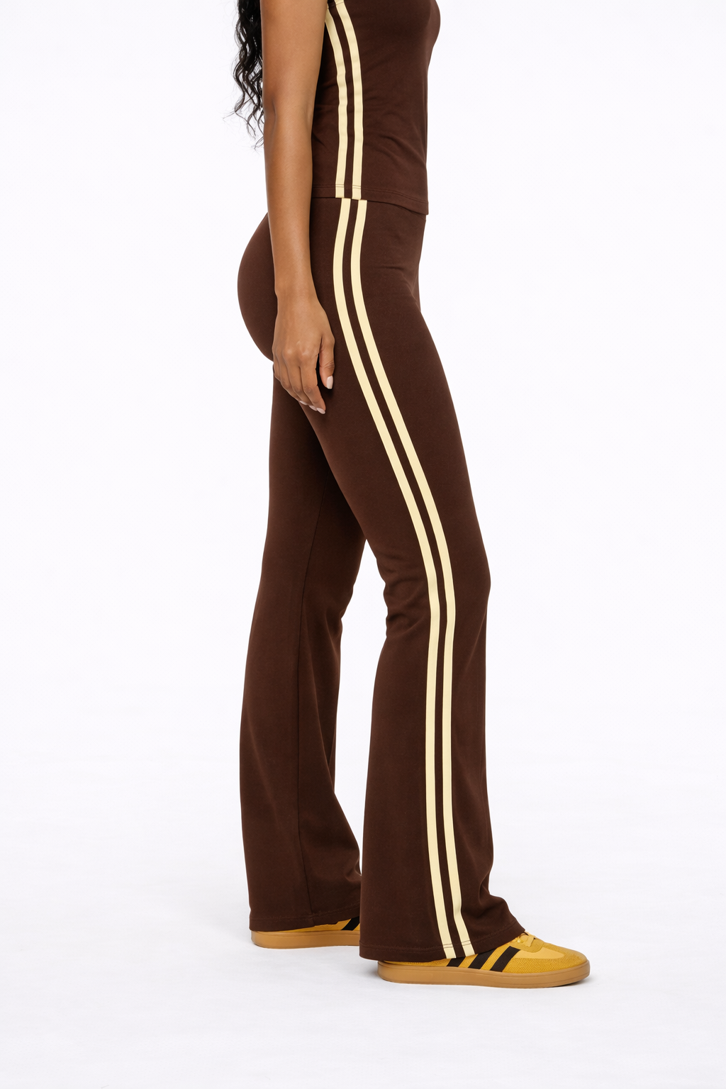 Sporty Chic Flare Pants With Stripes