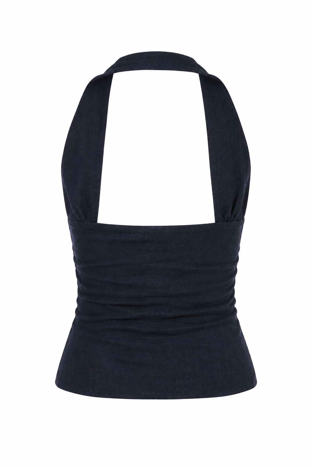 Ruched Button Front Halter Top